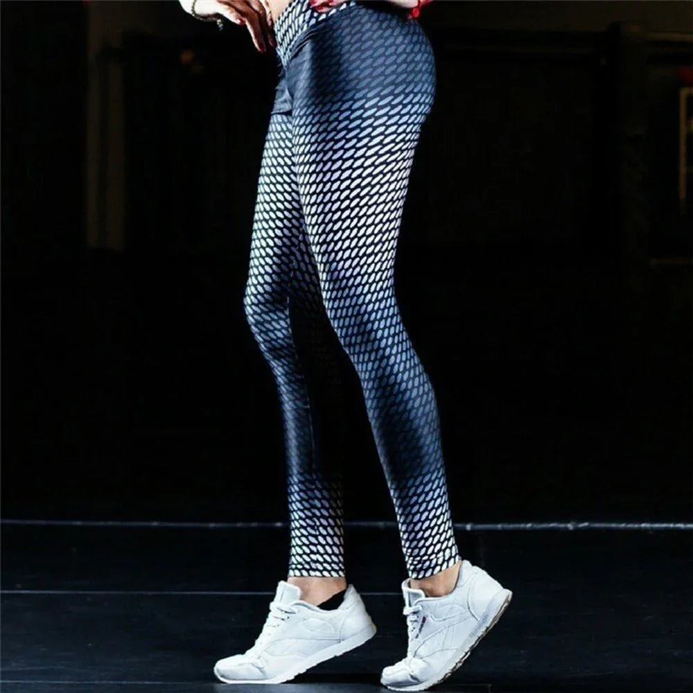 3D printed professional yoga pants for women with elastic training bottoms, high waisted fitness pants, slimming and lifting buttocks