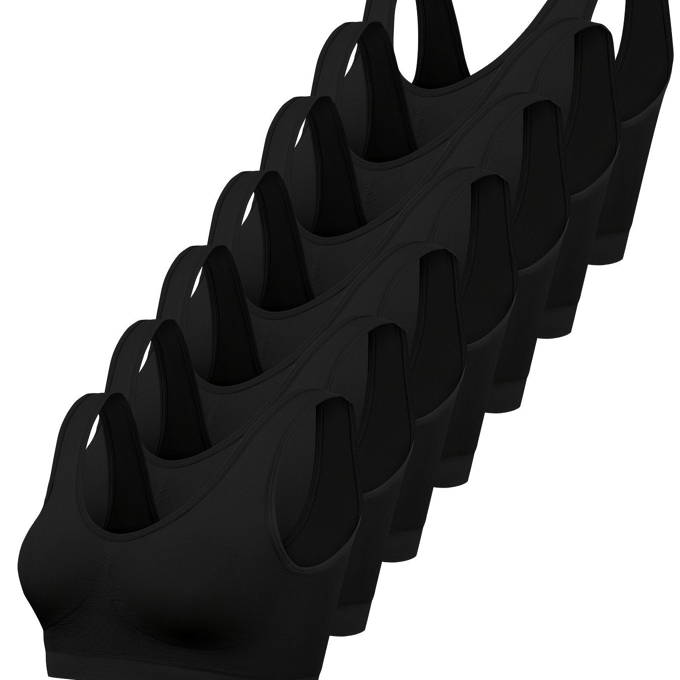 7pcs Solid Seamless Bra, Comfy & Breathable Women's Lingerie & Underwear Sporty