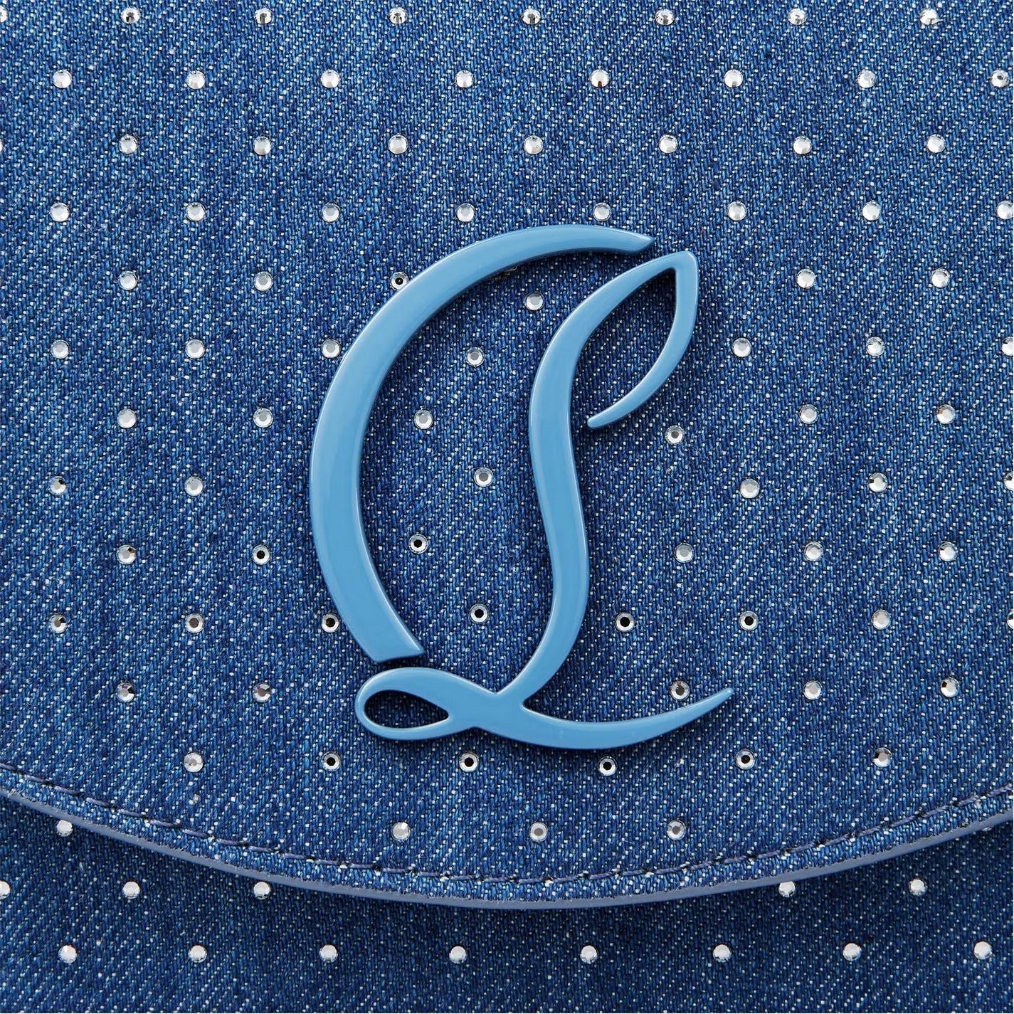 Christian Louboutin Denim Rhinestone Clutch in Cobalt Blue