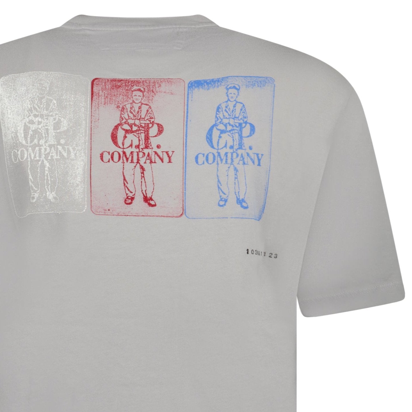 CP Company 24/1 Jersey Artisanal Three Cards T-Shirt in Grey