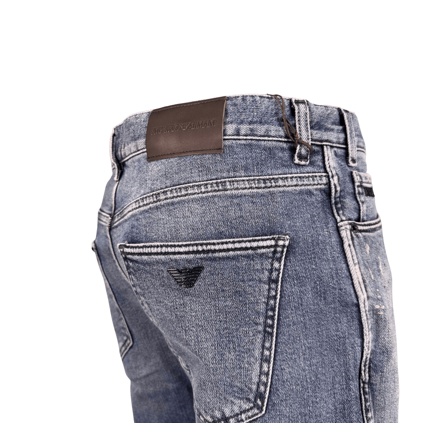 Emporio Armani J16 Slim-Cut Stonewashed Jeans in Blue