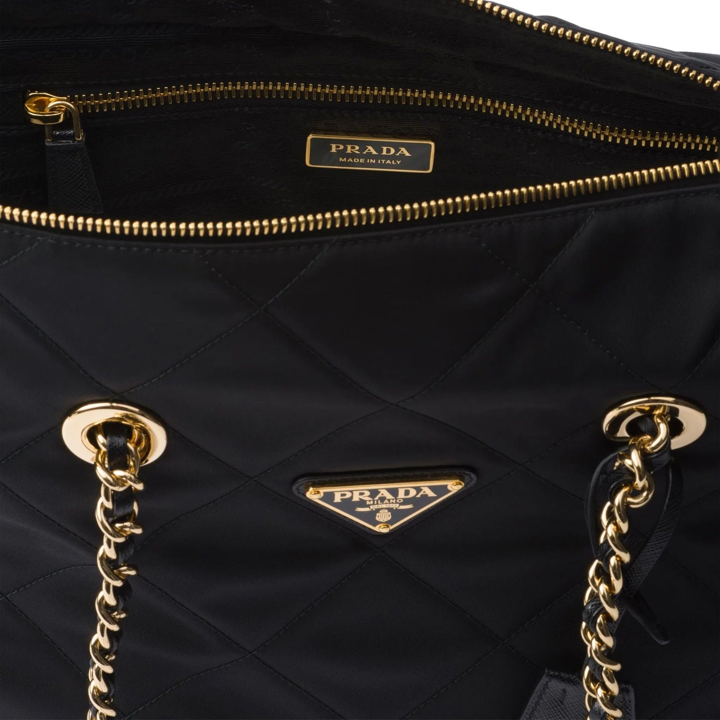 Prada Medium Recycled Nylon Tote Bag in Nero