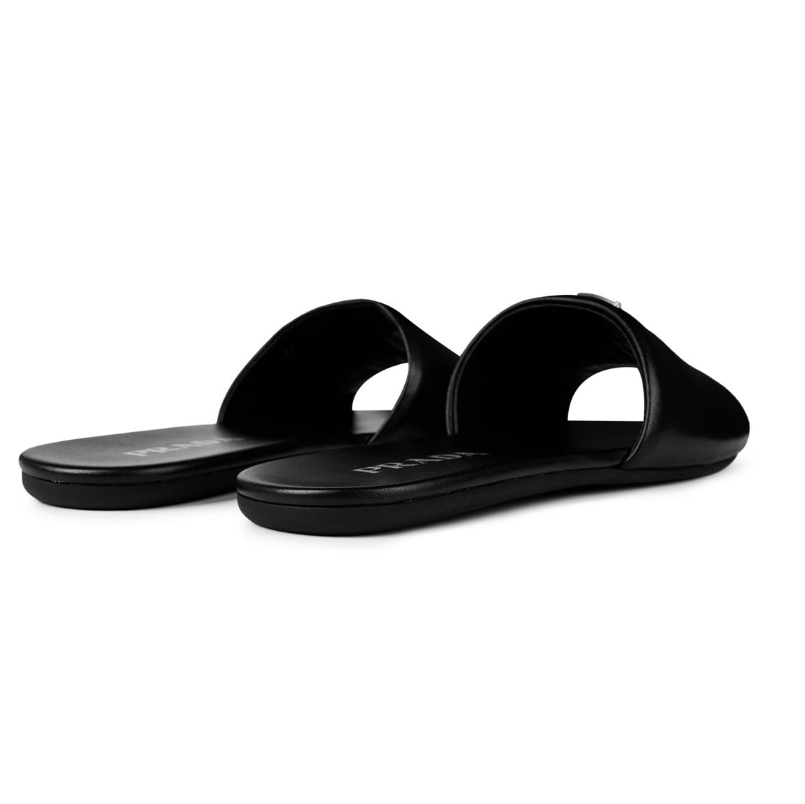 Prada Triangle Logo Puffer Sliders Black