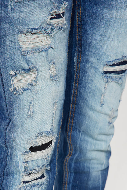 Mini Rip And Repair Stretch Boys Jeans II - Indigo