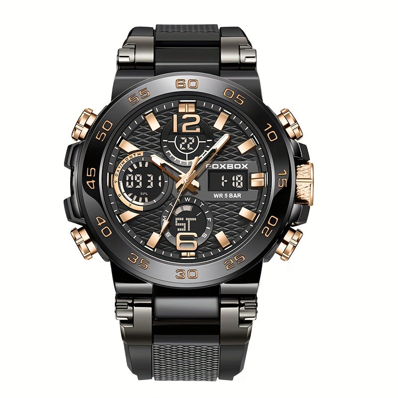 Men's Dual Display Digital Military Quartz Watch Featuring an Alarm Clock, Chronograph, And Multifunctional Luminous Capabilities