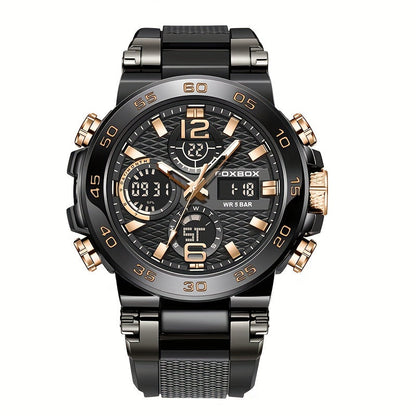 Men's Dual Display Digital Military Quartz Watch Featuring an Alarm Clock, Chronograph, And Multifunctional Luminous Capabilities