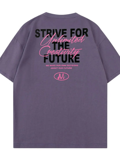 Men's Plus Size Letter Graphic Round Neck Half Sleeve T-Shirt