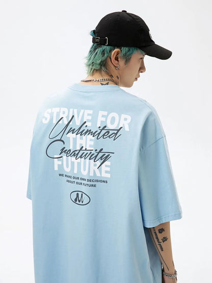 Men's Plus Size Letter Graphic Round Neck Half Sleeve T-Shirt