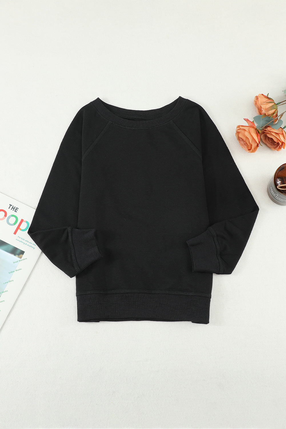 Black/Sky Blue/Green/Gray Raglan Sleeve Pullover Kids Sweatshirt