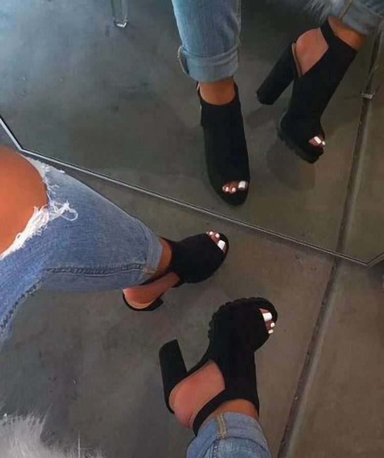 Fashion Leopard Fish Mouth Super High Heel Sandals