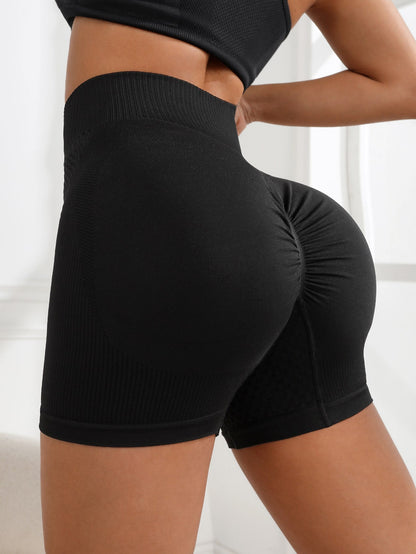 Yoga Futuristic Striped Print Wideband Waist Sports Shorts