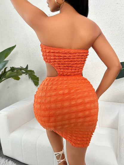 SXY Cut Out Waist Tube Bodycon Dress