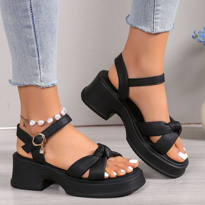 Thick Heel Black With Skirt Thick Bottom High Heel Slippers