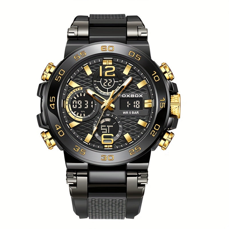 Men's Dual Display Digital Military Quartz Watch Featuring an Alarm Clock, Chronograph, And Multifunctional Luminous Capabilities