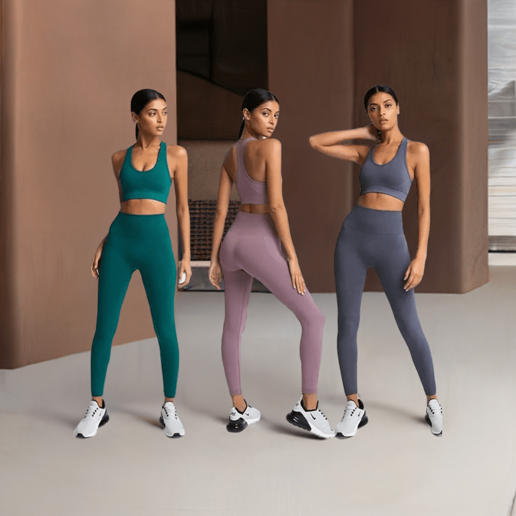 Gym Clothes Set for Women - 2-Piece Push-Up Yoga Bra & High Waist Leggings in 12 Colors