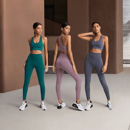 Gym Clothes Set for Women - 2-Piece Push-Up Yoga Bra & High Waist Leggings in 12 Colors