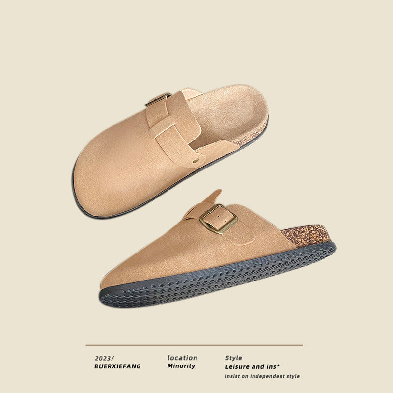 Woolly Birkenstock shoes women's new autumn and winter a slip-on plus fleece warm Birkenstock shoes lazy bun head half mop cotton shoes