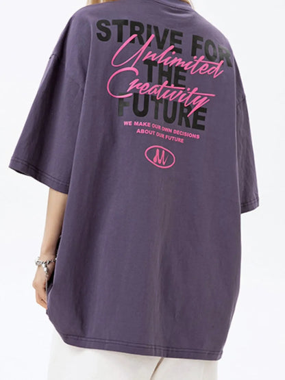 Men's Plus Size Letter Graphic Round Neck Half Sleeve T-Shirt