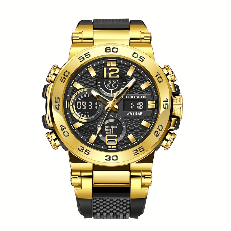 Men's Dual Display Digital Military Quartz Watch Featuring an Alarm Clock, Chronograph, And Multifunctional Luminous Capabilities