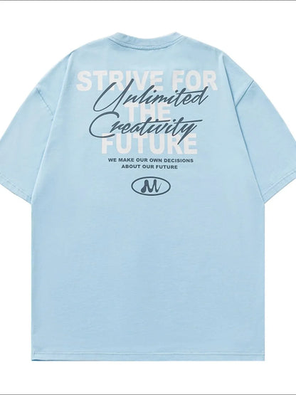 Men's Plus Size Letter Graphic Round Neck Half Sleeve T-Shirt