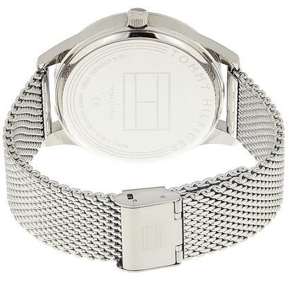 Tommy Hilfiger Men’s Watch Silver Mesh Band With Black Dial 1791415