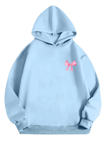 Bow Print Long Sleeve Hoodie