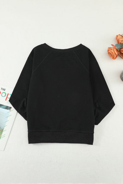 Black/Sky Blue/Green/Gray Raglan Sleeve Pullover Kids Sweatshirt