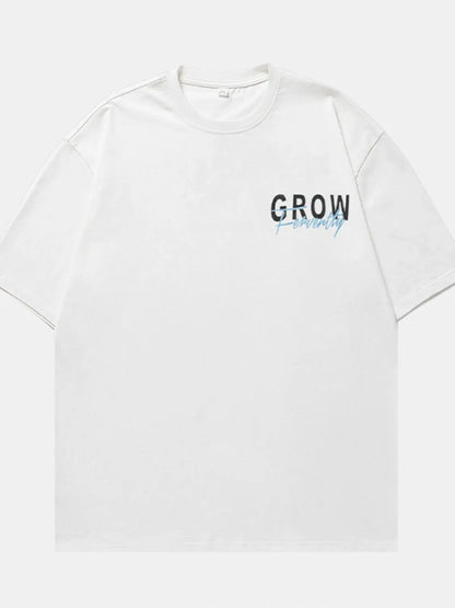 Men's Plus Size Letter Graphic Round Neck Half Sleeve T-Shirt