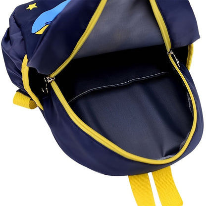 Stylish Cartoon Design Youngsters' Backpack with Adjustable Straps, Spacious Interior & Side Pockets - Durable Nylon Material for Boys & Girls