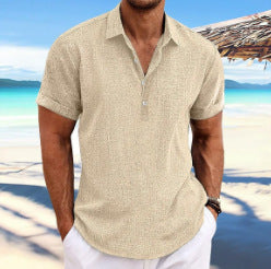 Men’s Business Casual Shirt with Lapel Collar – Smart Slim Short Sleeve