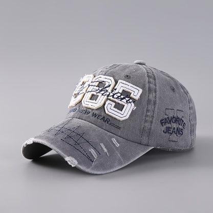 Vintage Lightweight Inspired Distressed Adjustable Baseball Cap with Embroidered Letters