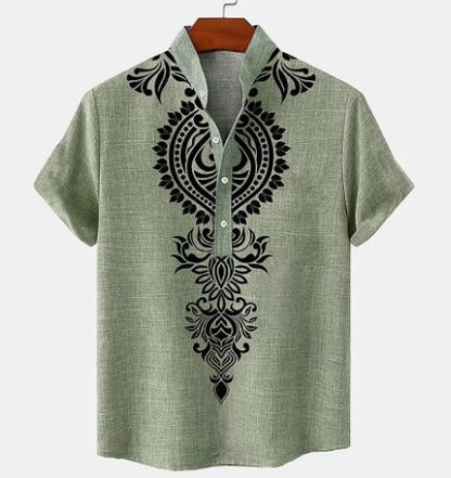 Men's Shirt Digital 3D Printing Linen Short Sleeve