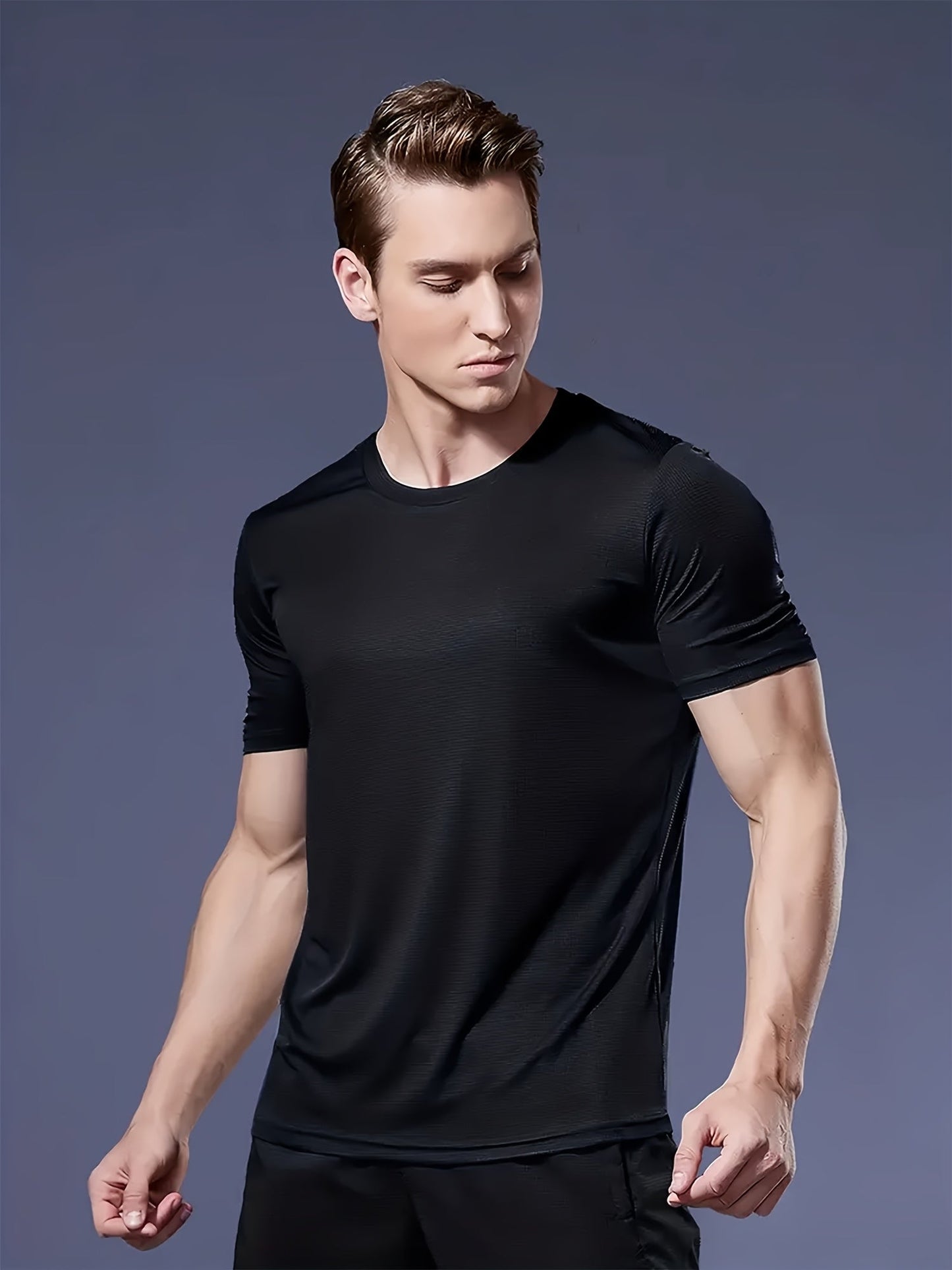 9pcs Men's Quick-Dry Athletic T-Shirts - Breathable, Moisture-Wicking Short Sleeve Shirts for Gym, Running & Training - Ultra-Lightweight, Crew Neck