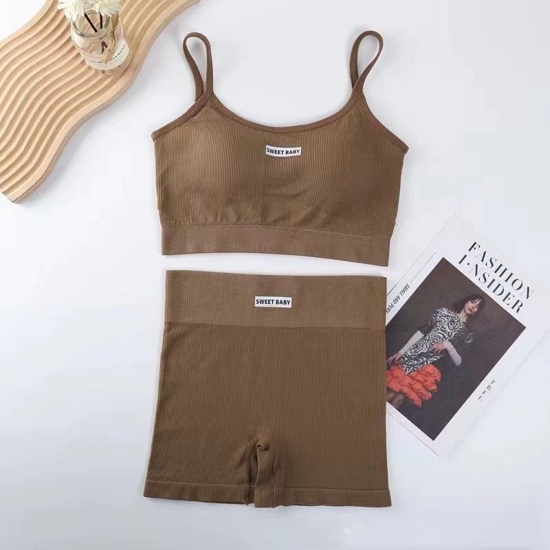 New High Waist Peach Yoga Suit Women