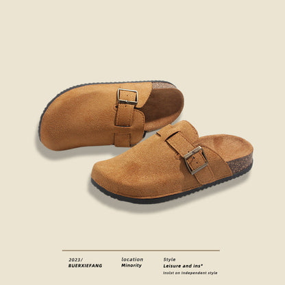 Woolly Birkenstock shoes women's new autumn and winter a slip-on plus fleece warm Birkenstock shoes lazy bun head half mop cotton shoes