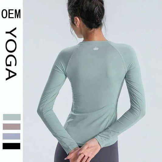 ALO Yoga Long-Sleeved Top for Women - Breathable Slim Fit Sports Fitness Clothes in Multiple Colors