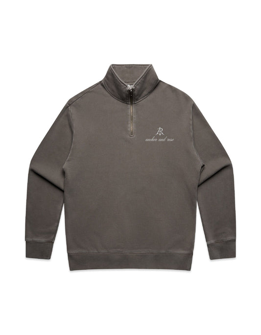 Script Faded Relax Half Zip Sweater