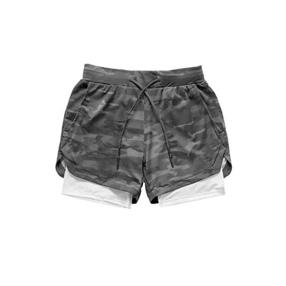 Camo Jogging Workout Shorts for Men - 2-in-1 Design, Quick Dry, Comfortable Fit