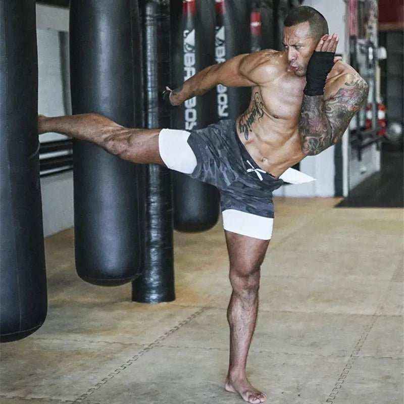Camo Jogging Workout Shorts for Men - 2-in-1 Design, Quick Dry, Comfortable Fit