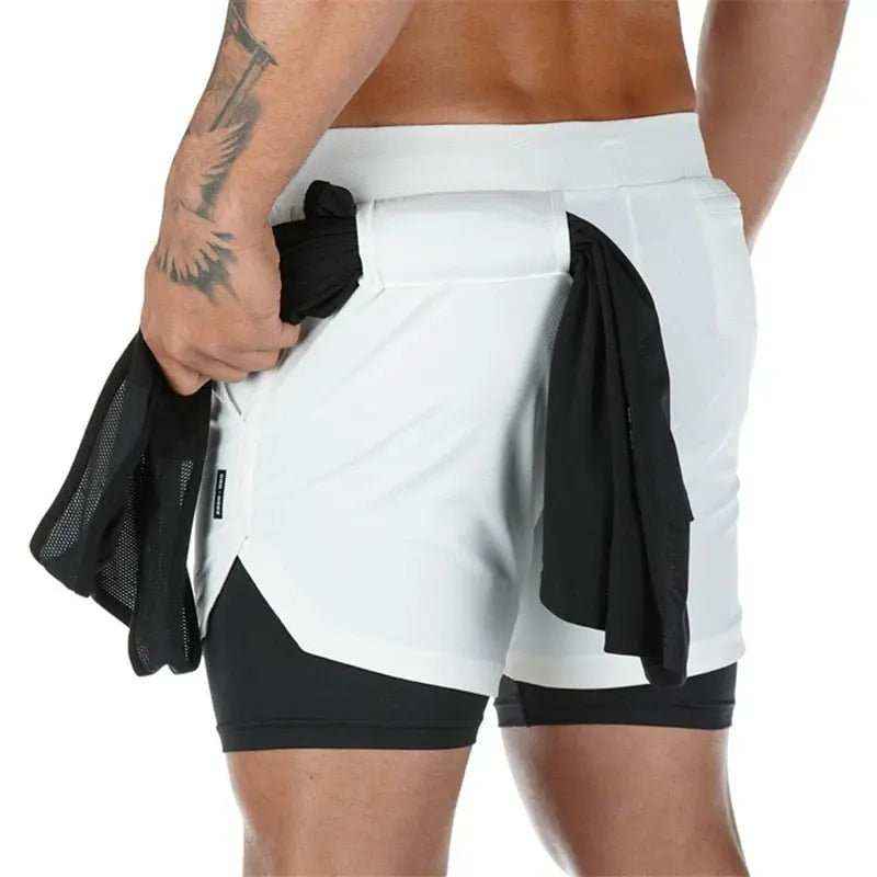 Camo Jogging Workout Shorts for Men - 2-in-1 Design, Quick Dry, Comfortable Fit