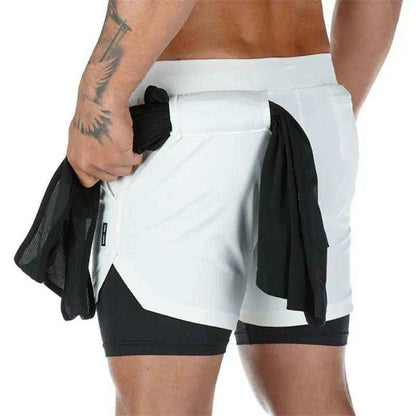 Camo Jogging Workout Shorts for Men - 2-in-1 Design, Quick Dry, Comfortable Fit