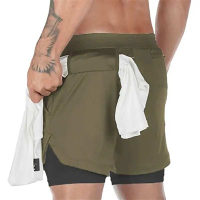 Camo Jogging Workout Shorts for Men - 2-in-1 Design, Quick Dry, Comfortable Fit