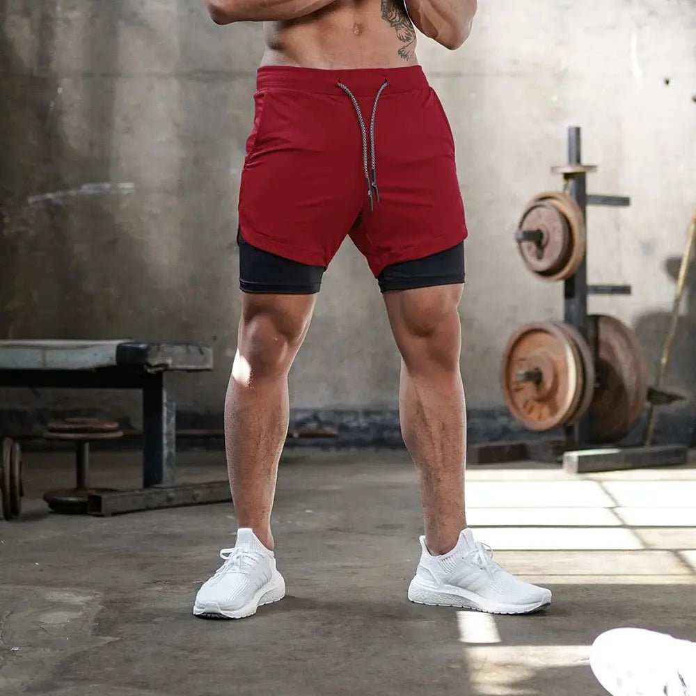 Camo Jogging Workout Shorts for Men - 2-in-1 Design, Quick Dry, Comfortable Fit