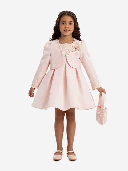 DRESS & Fleur Girls Dress with Bolero and Matching Bag in Pink