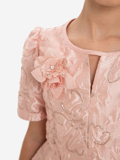 DRESS & Fleur Girls Elegant Dress with Matching Bag in Pink