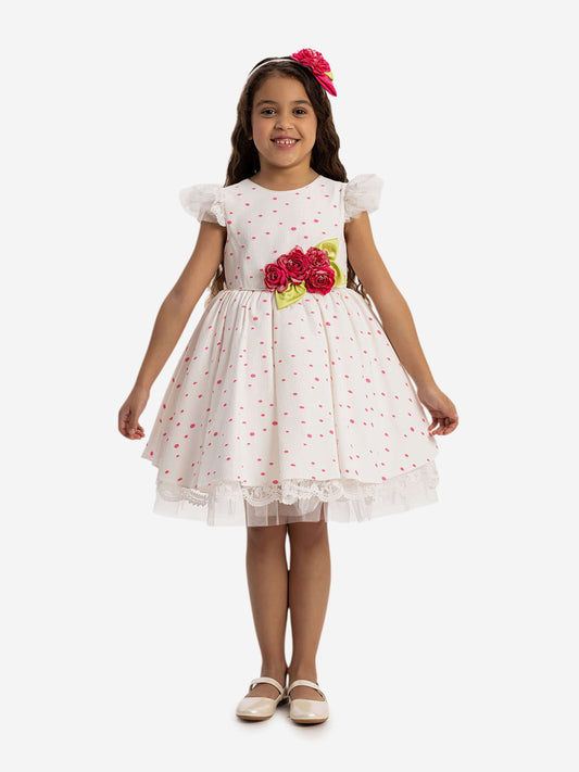 DRESS & Fleur Girls Dress with Headband in Pink