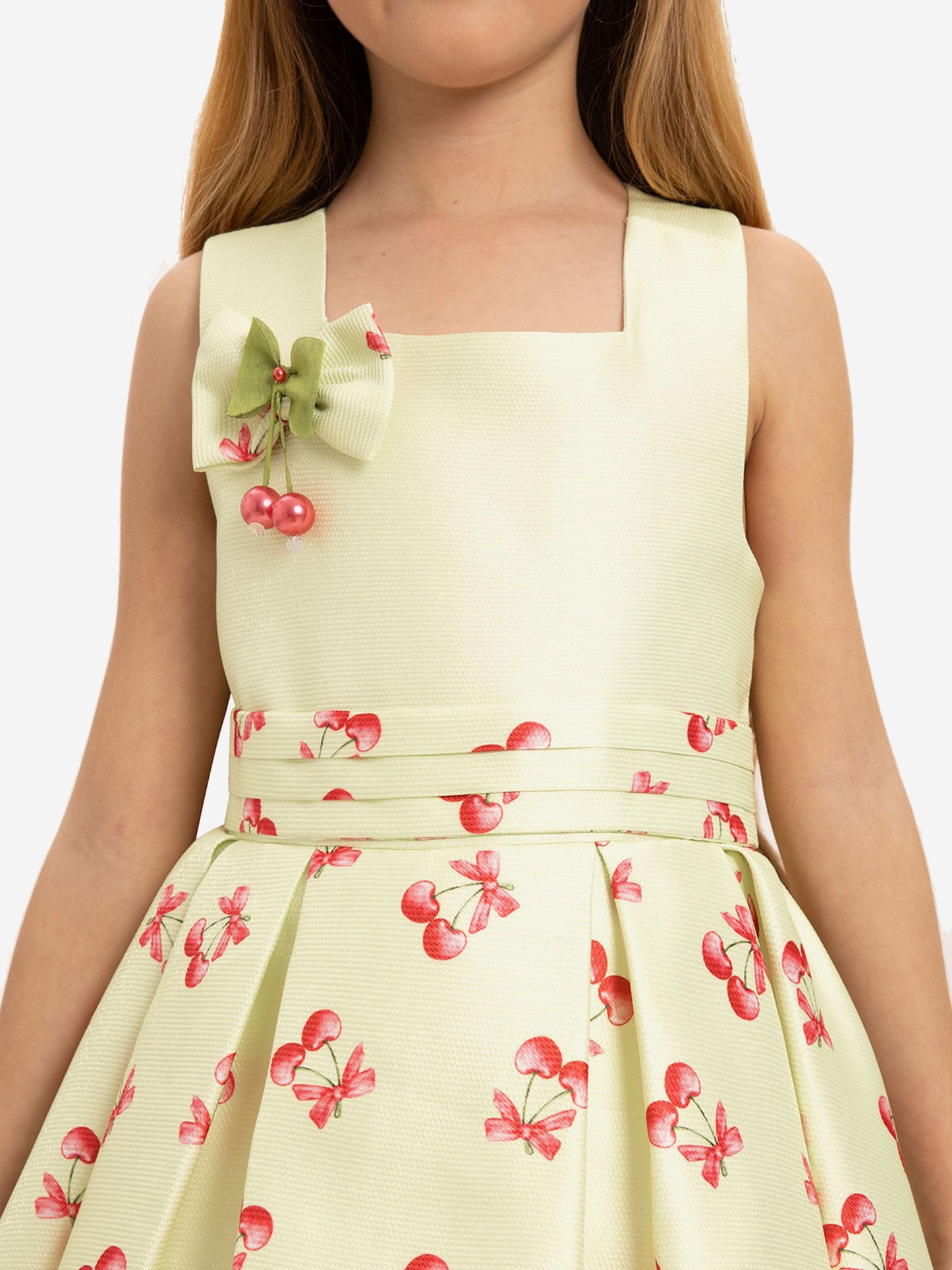 DRESS & Fleur Girls Cherry Dress with Matching Bag in Green
