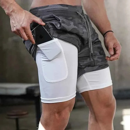 Men Workout Plus Size Shorts 5" Gym Quick Dry 2 in 1 Running Shorts with Phone Pockets