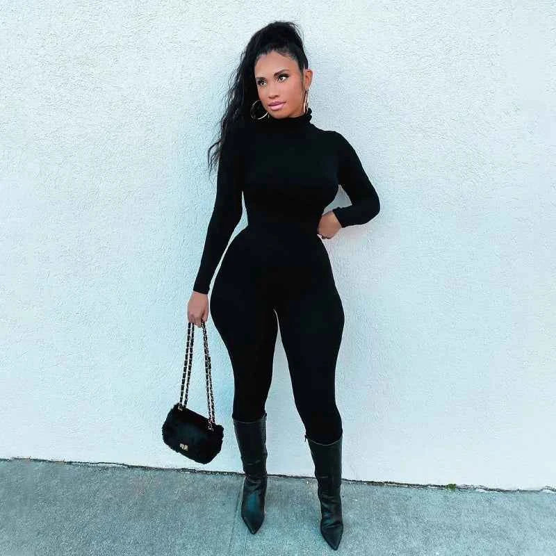 Fall Solid Long Sleeves yoga Rompers Women Ladies jogging wear new style One Piece stretch bodycon Jumpsuit