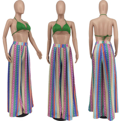 European and American trend geometric print pants Street casual sports plus size pants